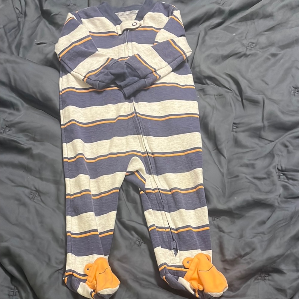 Carter's Blue and Gray Footies One Piece 6M with crabs